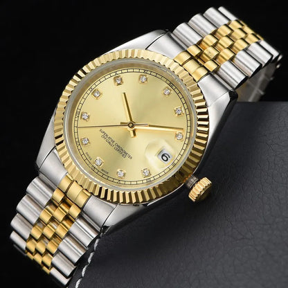 Reloj Clásico Estilo Rolex Dorado y Plateado