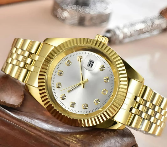 Reloj Clásico Estilo Rolex Dorado y Plateado