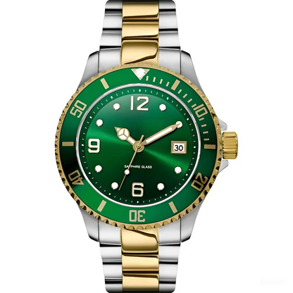 Reloj Clasico Estilo Rolex Verde Plateado y Dorado